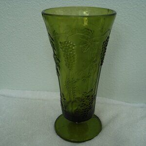 Vintage Indiana Glass Green Harvest Vase